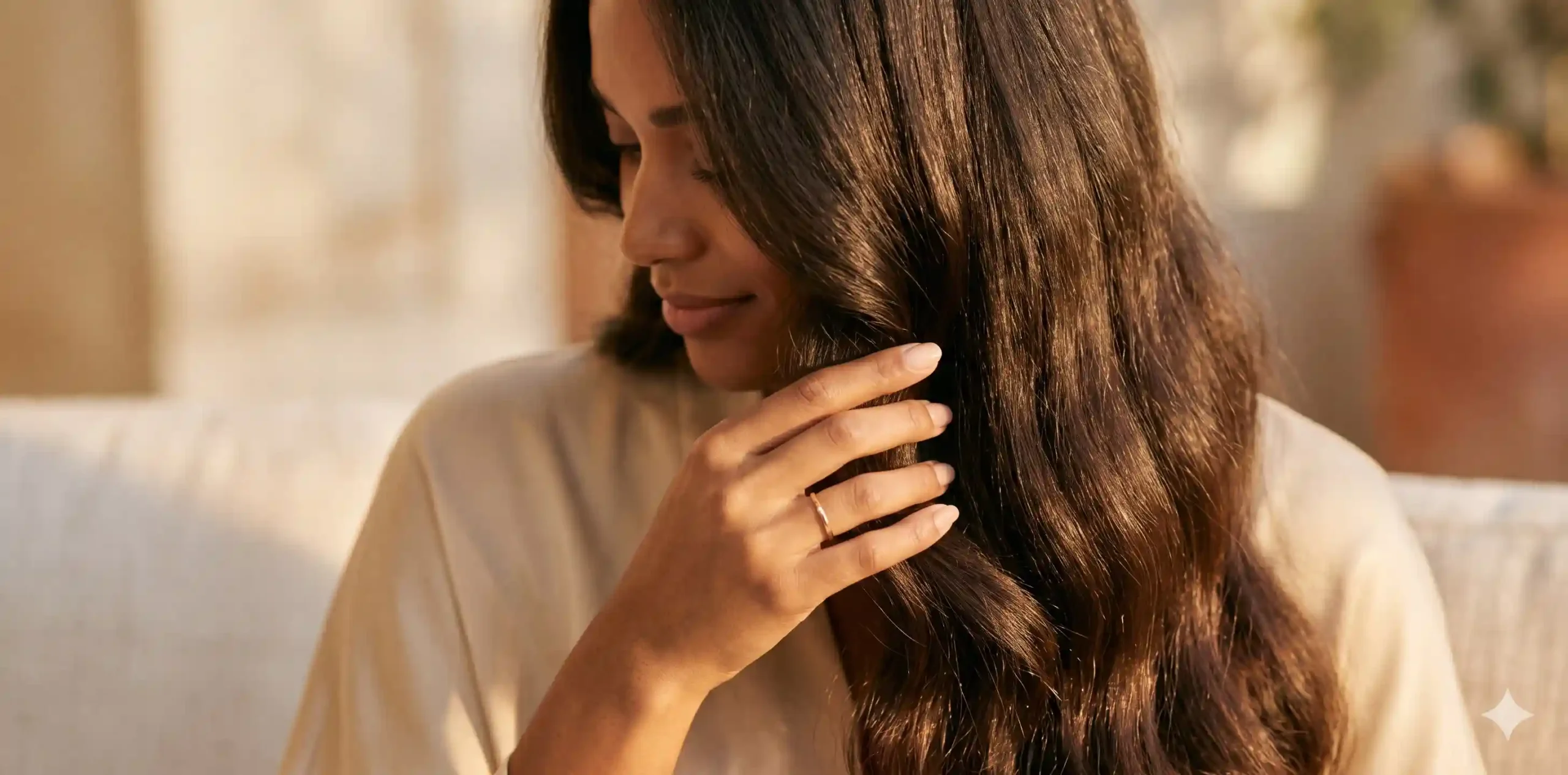 Woman with healthy thick hair